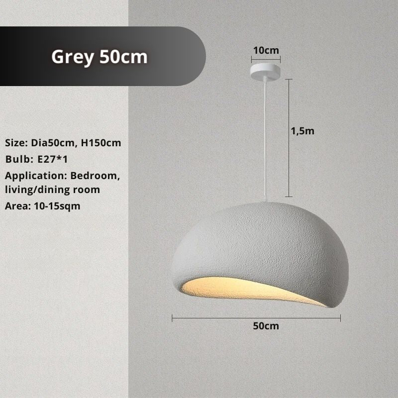 ZenAura Pendant: Japanese Grey Dome Light