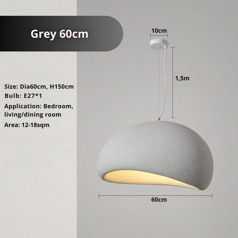 ZenAura Pendant: Japanese Grey Dome Light