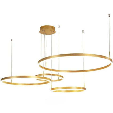 LustraLuxe: Modern LED Ceiling Chandelier with Brushed Rings
