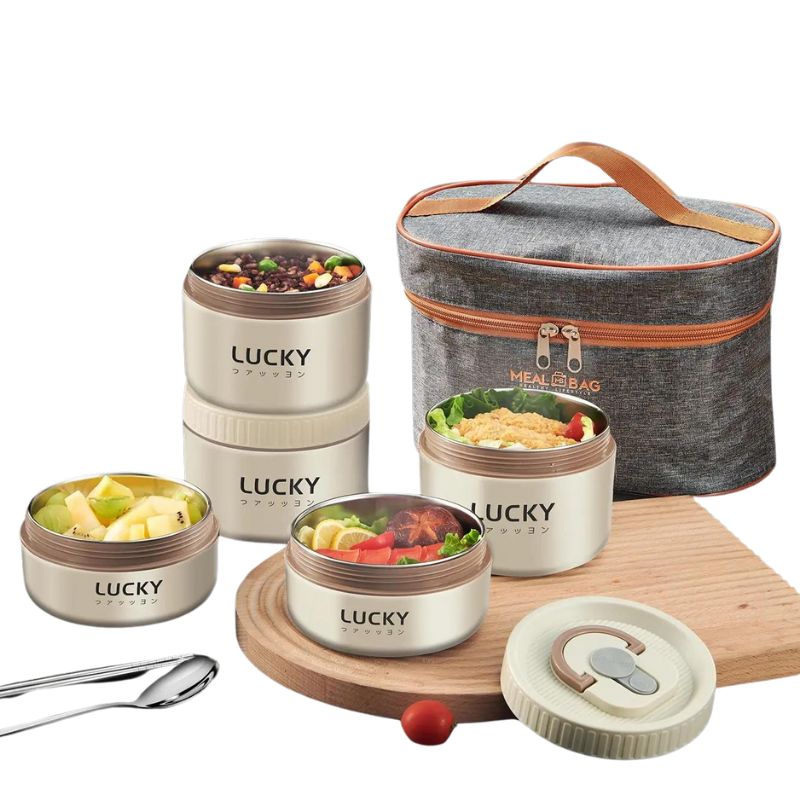 ThermoLunch Pro: Stainless Steel Bento Box Set with Insulated Bag - Portable and Heat Retaining