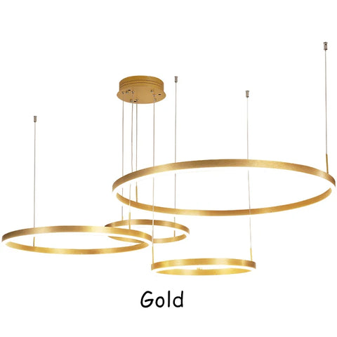 LustraLuxe: Modern LED Ceiling Chandelier with Brushed Rings
