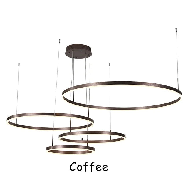 LustraLuxe: Modern LED Ceiling Chandelier with Brushed Rings