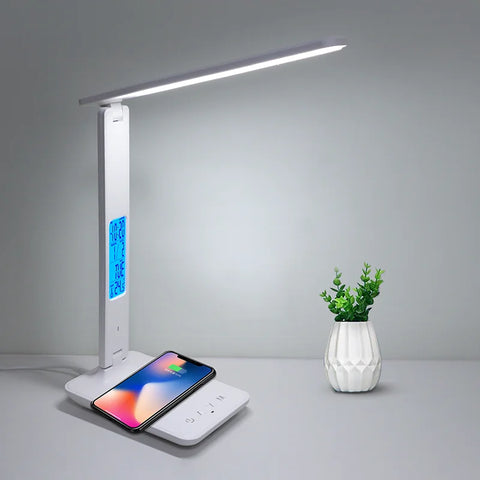 48345256886618LuxCharge Pro: 10W QI Wireless Charging LED Desk Lamp with Calendar