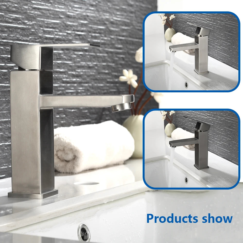 AquaFlow Dual: grifo para lavabo de baño montado en la encimera con control de agua fría y caliente