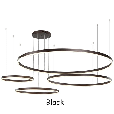 LustraLuxe: Modern LED Ceiling Chandelier with Brushed Rings