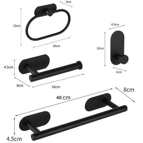 QuadStick Essentials - 4-Piece Black Adhesive Wall Mount Kitchen