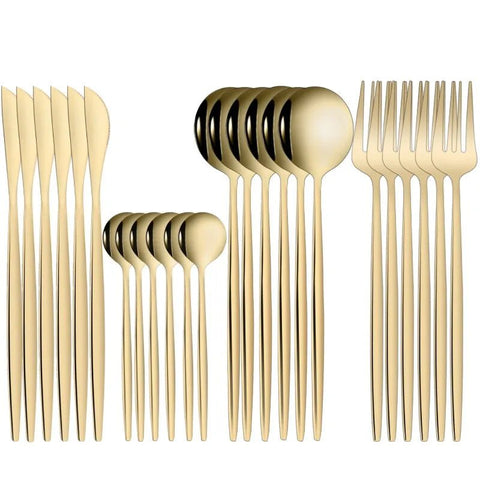 24pcs Gold Stainless Cutlery Set