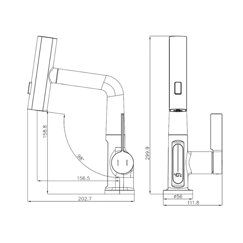 CascadeSmart White Waterfall Digital Display Kitchen Faucet with Hot/Cold Mixer