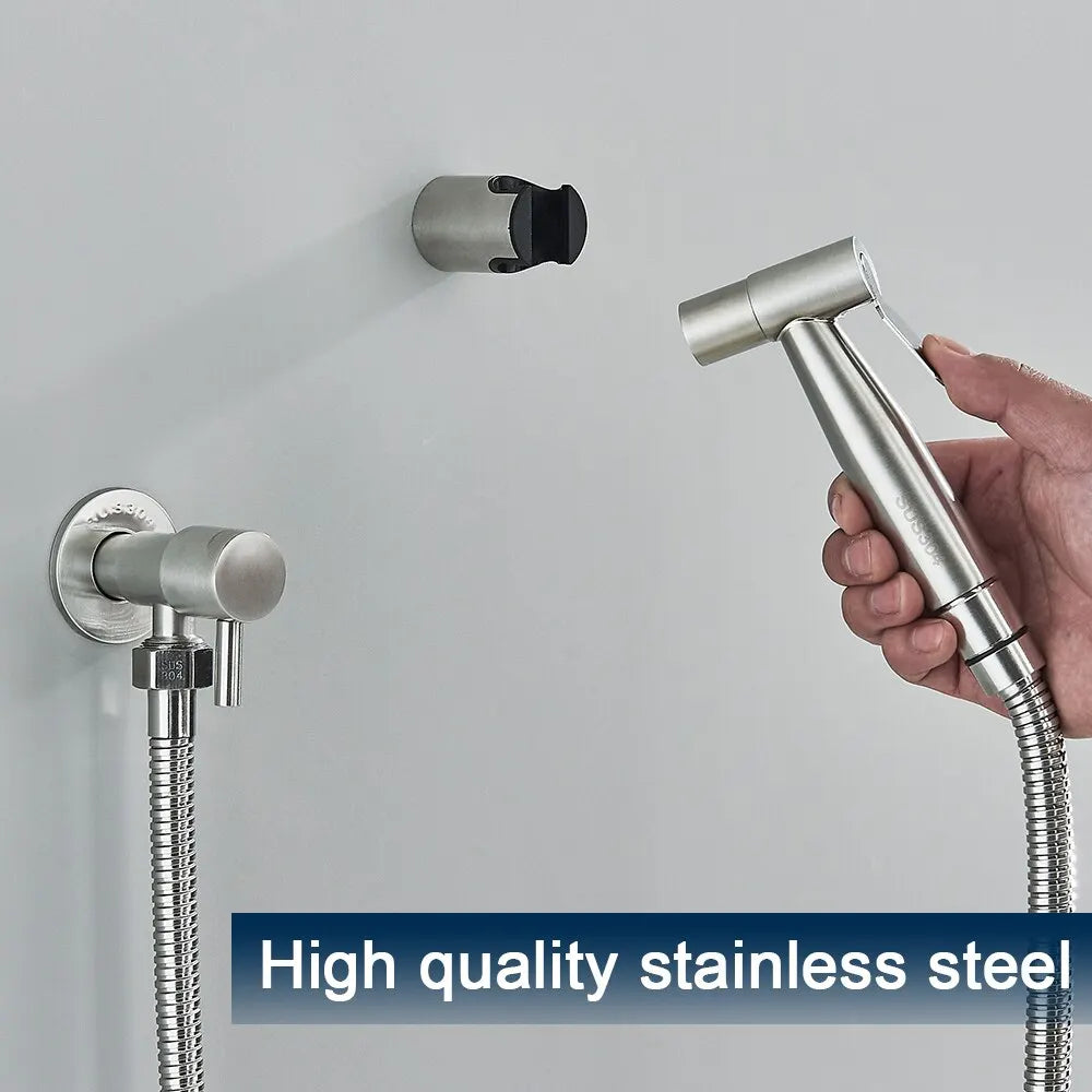 PureStream Stainless Steel Bidet Sprayer: Wall-Mounted Single Cold Water Toilet Faucet