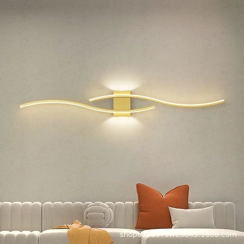 LumiSlate: Minimalist Gold LED Wall Lamp