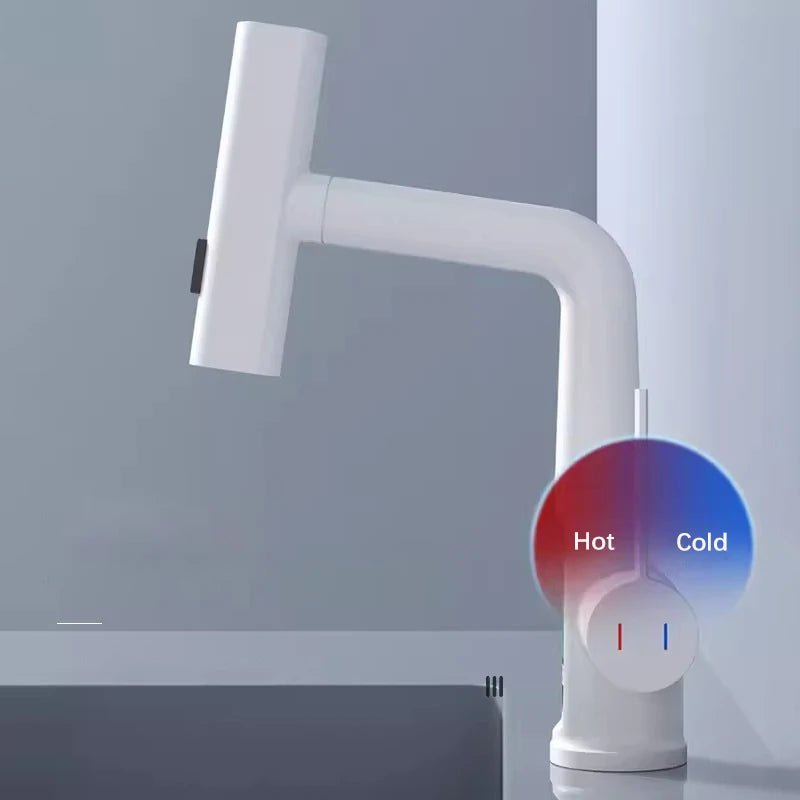 CascadeSmart White Waterfall Digital Display Kitchen Faucet with Hot/Cold Mixer