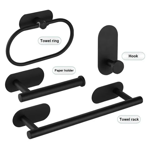 QuadStick Essentials - 4-Piece Black Adhesive Wall Mount Kitchen