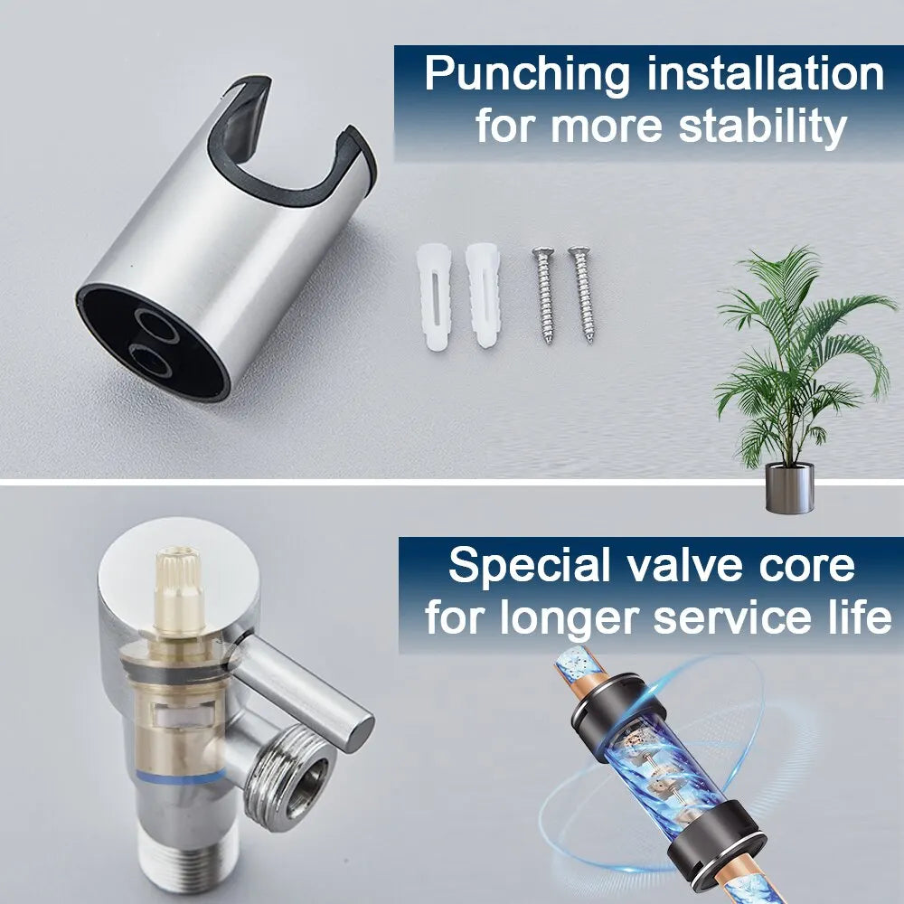 PureStream Stainless Steel Bidet Sprayer: Wall-Mounted Single Cold Water Toilet Faucet