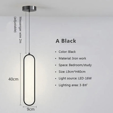 LumiOval Black: Minimalist LED Ceiling Light