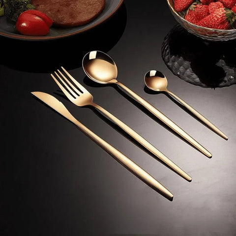 24pcs Gold Stainless Cutlery Set