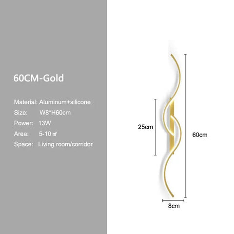 LumiSlate: Minimalist Gold LED Wall Lamp